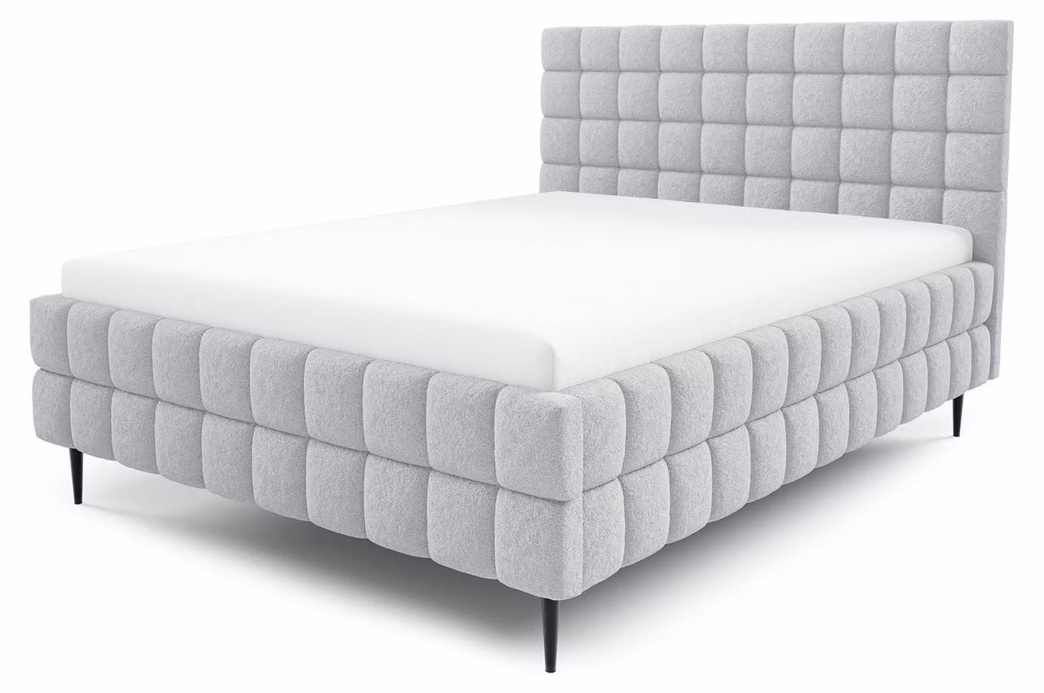 Letto imbottito con contenitore Stratus, finitura grigio perla, dimensioni 160 x 200 cm