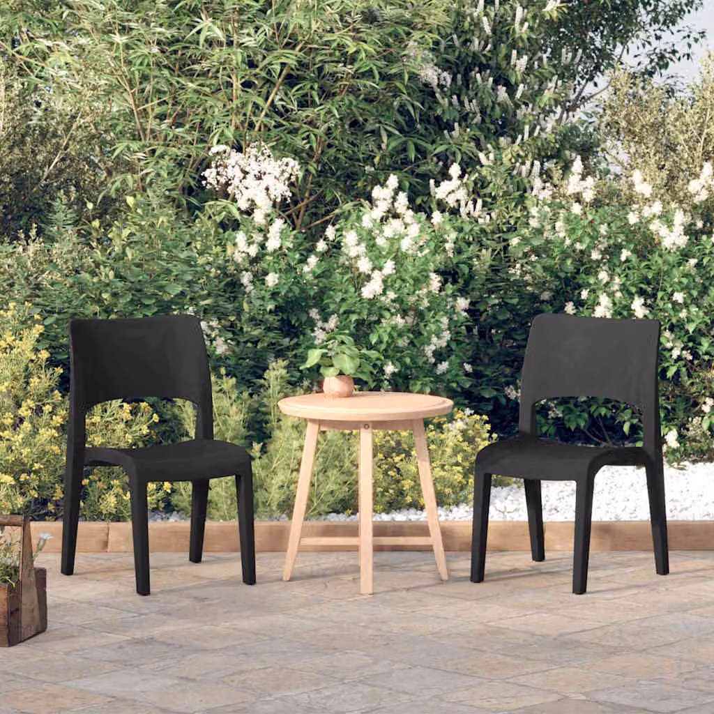 Set di 2 sedie da giardino vidaXL in polipropilene impilabili color antracite opaco