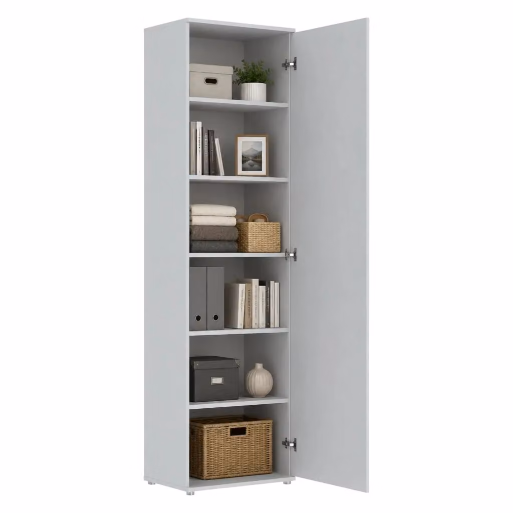 Armadio Multiuso Lerosota DMORA con 1 Anta e 5 Ripiani, Bianco, L: 50 cm, P: 35 cm, H: 185 cm – 2