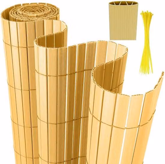 Tenda da giardino in PVC da 9x5 m a forma di W con recinzione da giardino e divisorio per balcone – resistente alle intemperie e ai raggi UV – per giardino e terrazza – in PVC