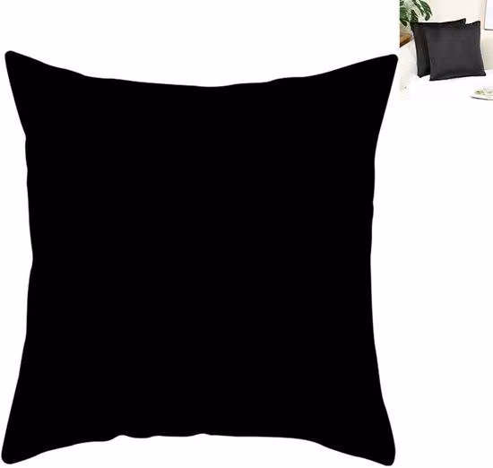 Cuscino decorativo in tessuto vellutato, 45x45 cm - Antipolvere e traspirante - Chiusura a zip nascosta - Copertura di ricambio - Nero
