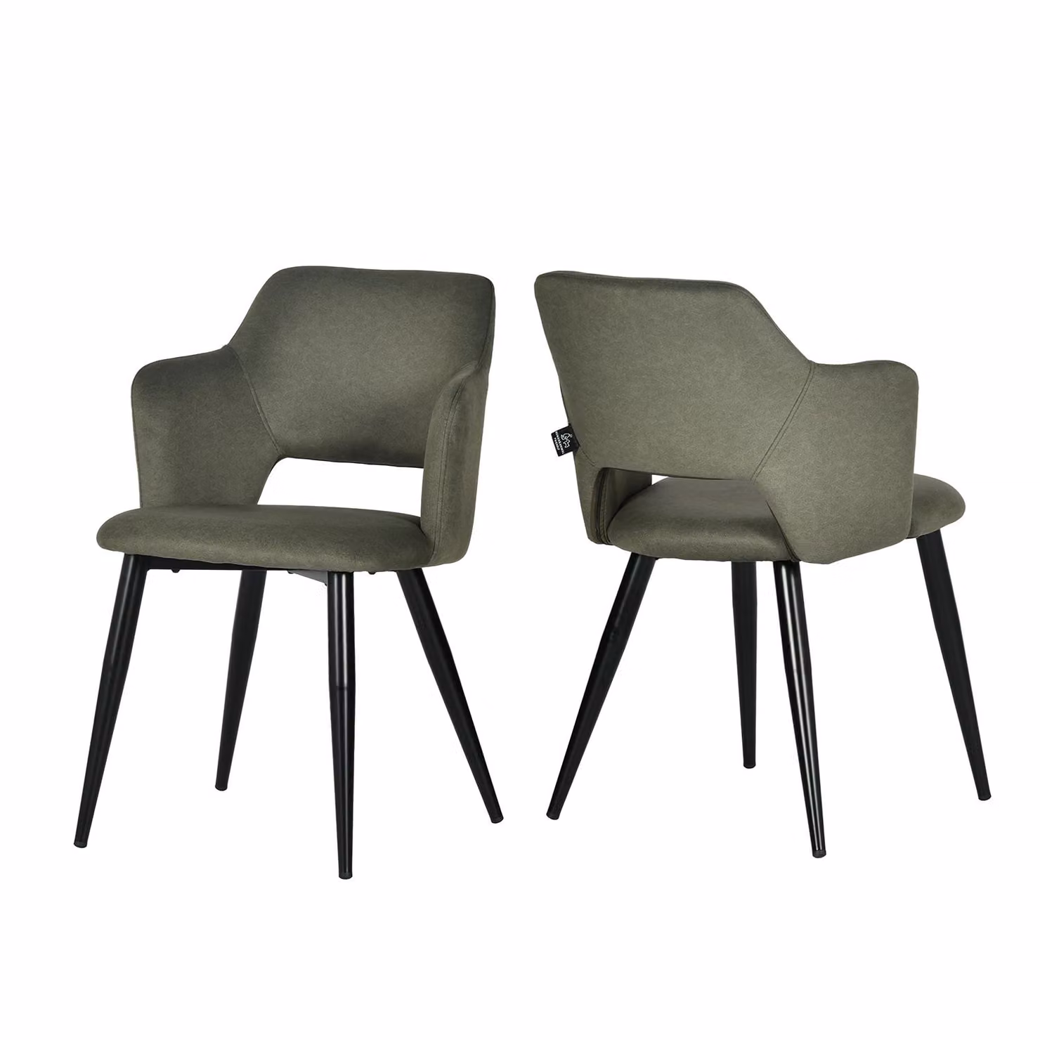 Meubles Cosy - Set da 2 sedie da pranzo in stile scandinavo con braccioli, rivestimento ecologico e seduta imbottita, verde - AKANJI CC