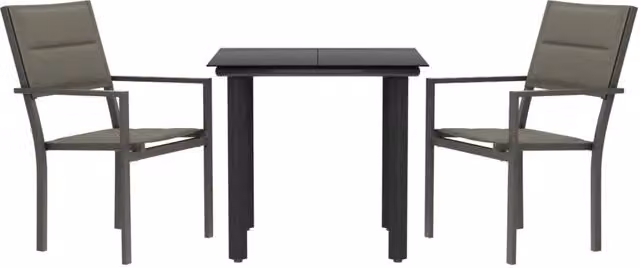 Set da Pranzo da Giardino 3 pz | Set Salotto da Giardino Nero in Acciaio e Textilene