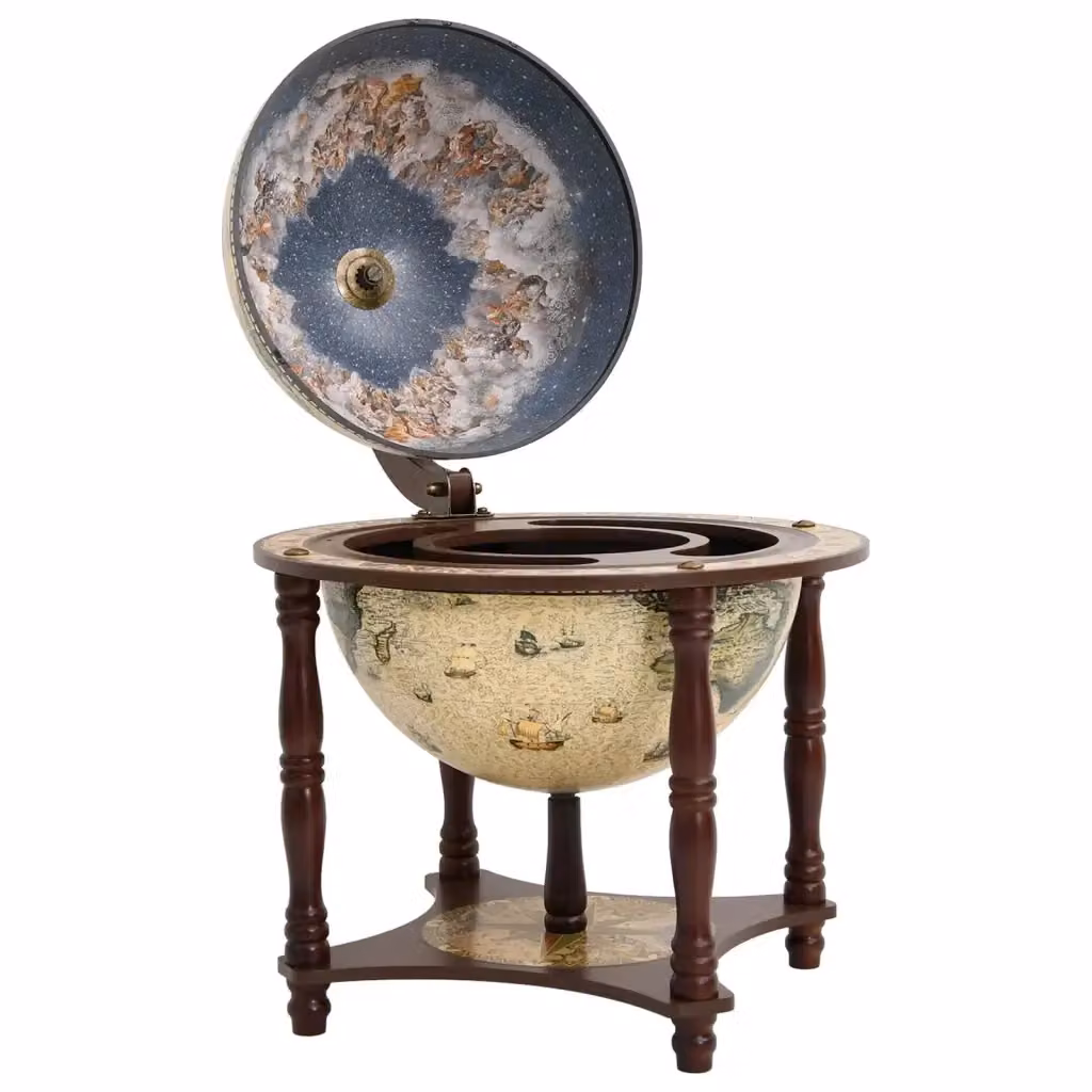 Bar a Globo vidaXL in Legno Marrone con Piano Rotondo – 2