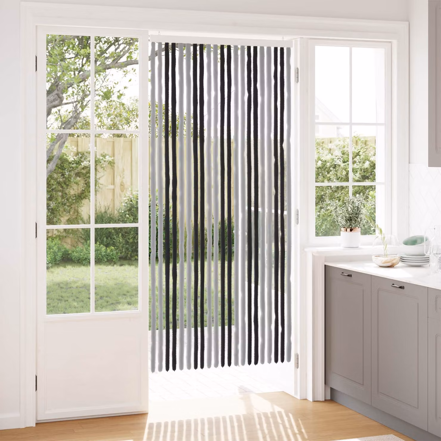 Tenda per insetti in chenille vidaXL Grigio e Nero 90 x 200 cm