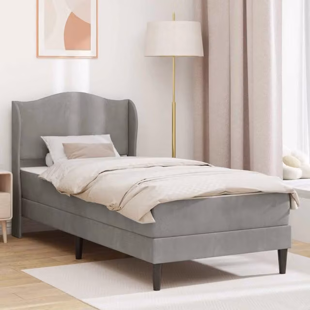 Struttura del letto-Giroletto Grigio Chiaro 80 x 200 cm Velluto 164493