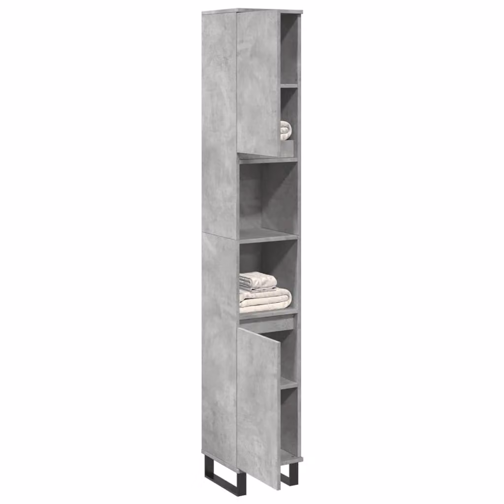 Armadietto da bagno sospeso vidaXL in stile industriale, colore grigio, con ripiani e ante, L/P/H: 30 x 30 x 190 cm