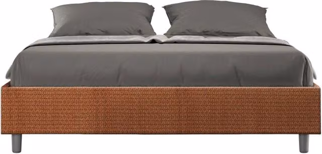 Letto Sommier imbottito Matrimoniale 160x190 cm tessuto Labirinto Azelia - Contenitore,Arancione