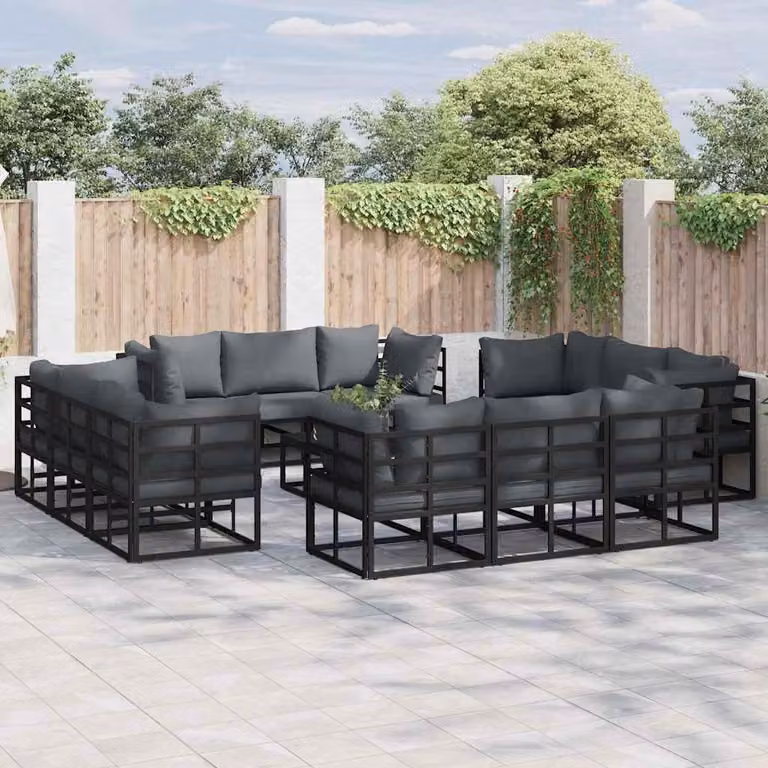 Maison Exclusive - Set da giardino composto da 13 pezzi, colore nero, struttura in metallo