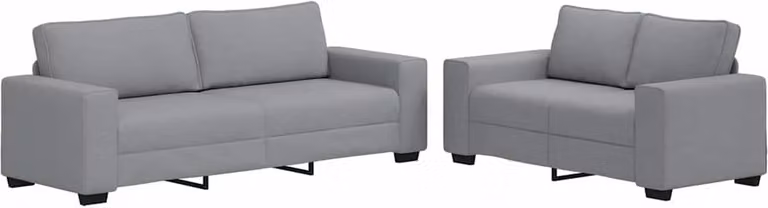 Set di Divani 2 pz con Cuscini Grigio Chiaro in Tessuto