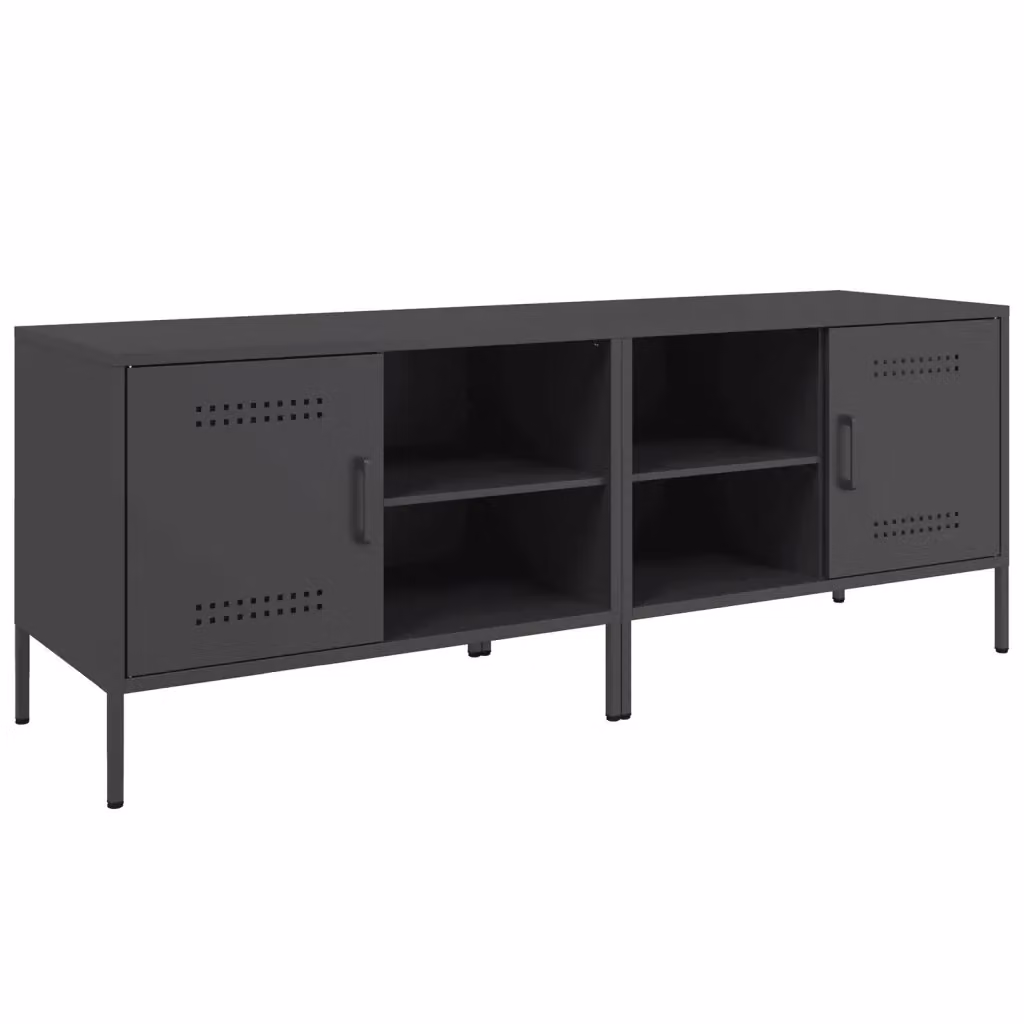 Set di 2 mobili TV vidaXL in stile industrial in metallo nero opaco L: 68 cm, P: 39 cm, H: 50,5 cm – 2