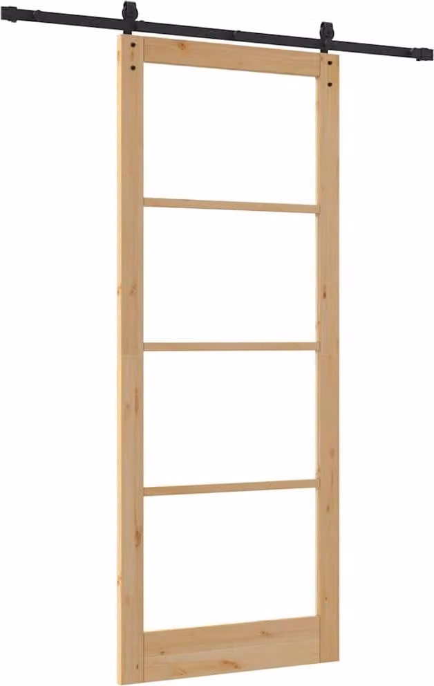 Porta scorrevole ORKDAL Naturale e Nero 93 x 232 cm