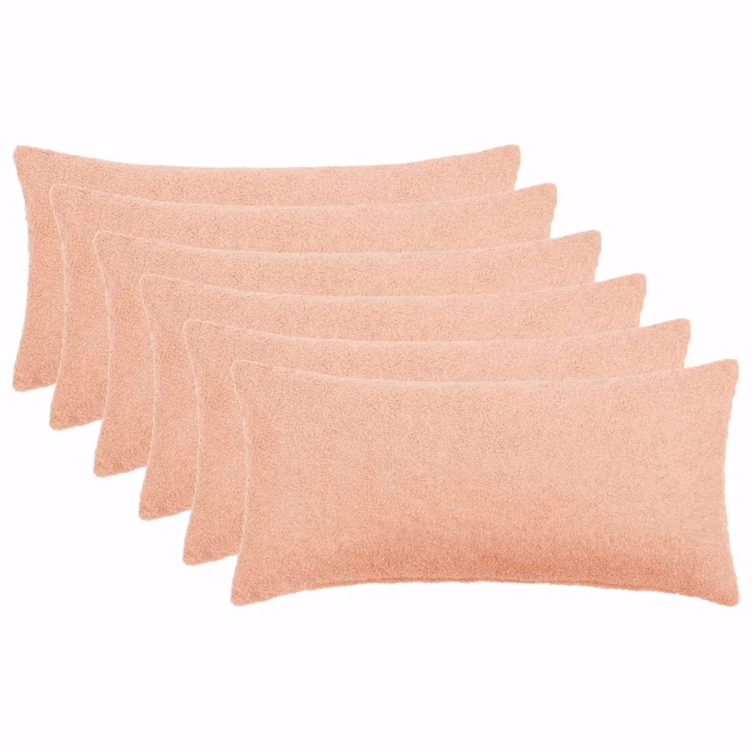 Set di 6 federe vidaXL HEERLEN in bouclé rosa, L 40 cm x P 70 cm