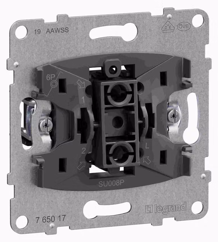 Pulsante a inserto Legrand SEANO765017con contatto in scambio e terminale N 10A (765017)