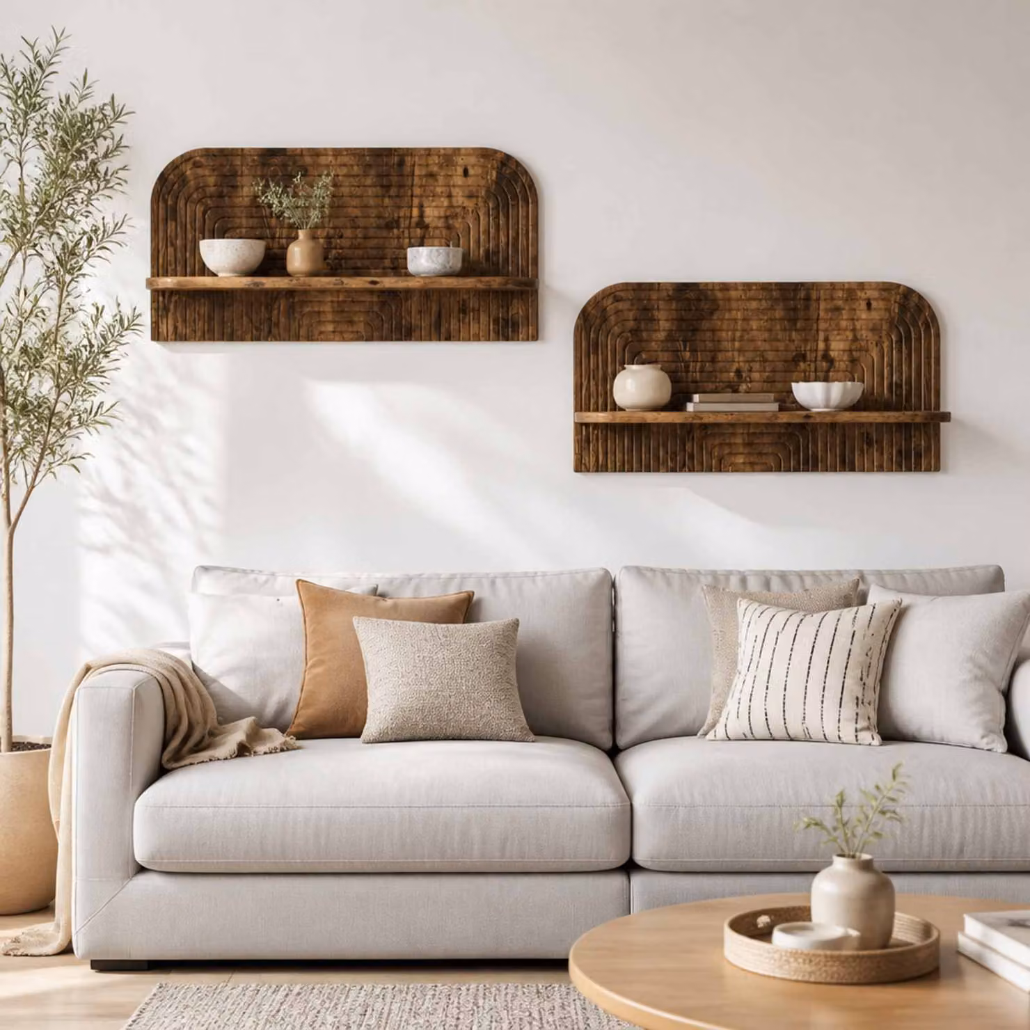 Set di 2 scaffali da parete vidaXL in legno Rovere Fumo, L 80.5 x P 13.5 x H 37.5 cm