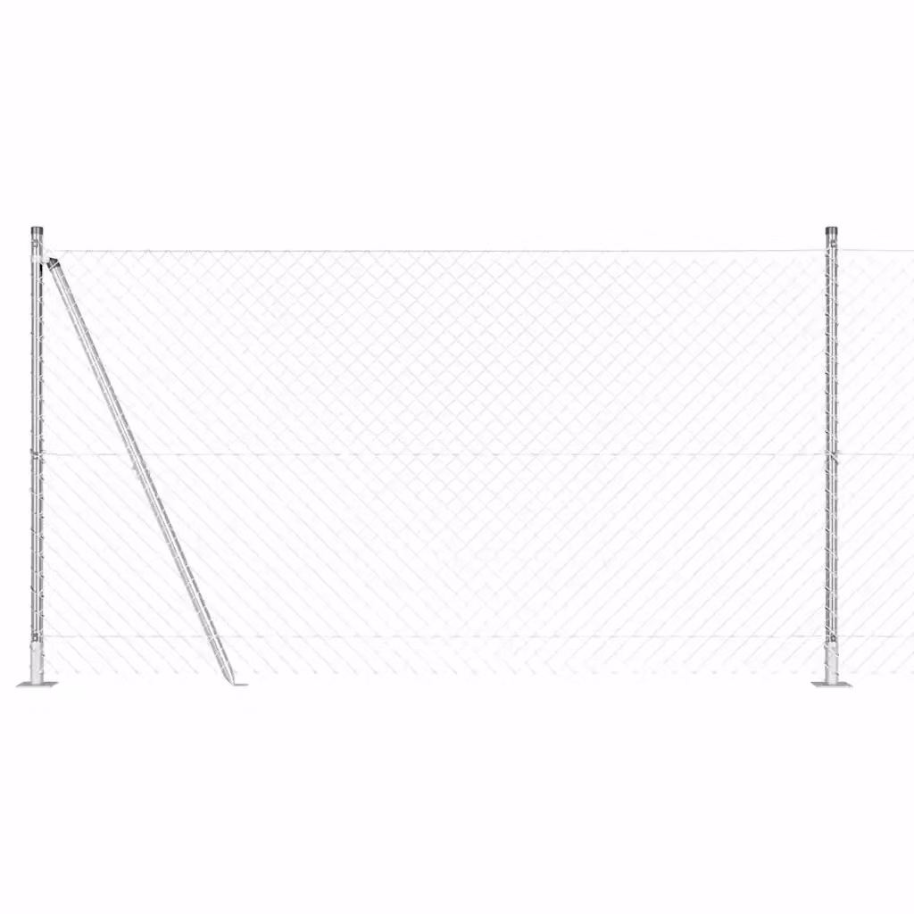 Recinzione a maglie vidaXL in acciaio con base in cemento, colore argento, L: 120 cm, P: 25 cm, H: 180 cm – 2