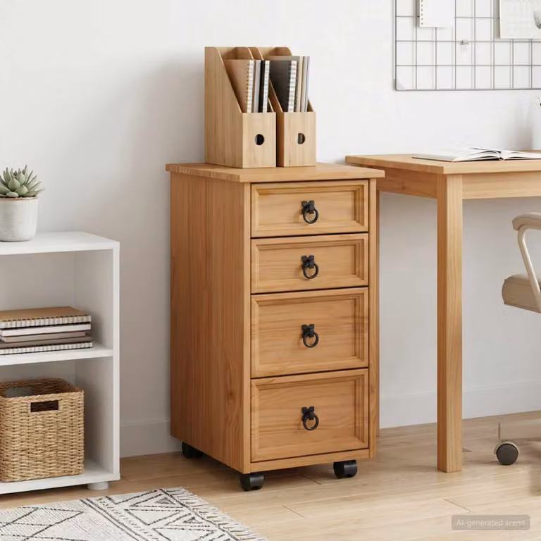 vidaXL Armadietto Rotolante con Cassetti CORONA Marrone Miele