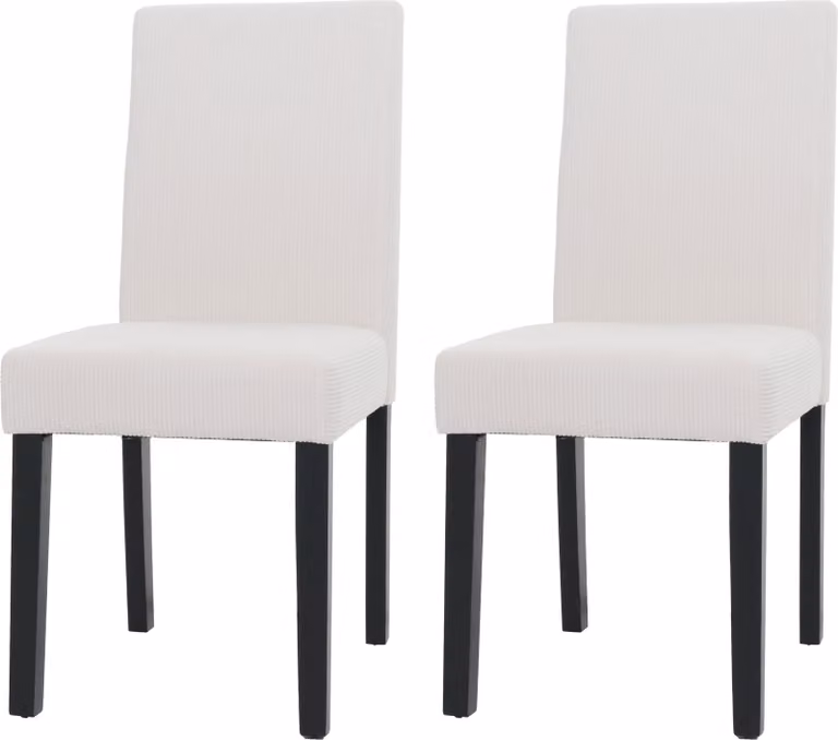 Set di 2 sedie da pranzo classiche e intramontabili | A x L x P 90 x 42 x 50 cm | Altezza seduta 47 cm | Tessuto/tessuto cordato Legno | Gambe scure | Crema | Sedia Sedia da cucina Sedia con schienale alto