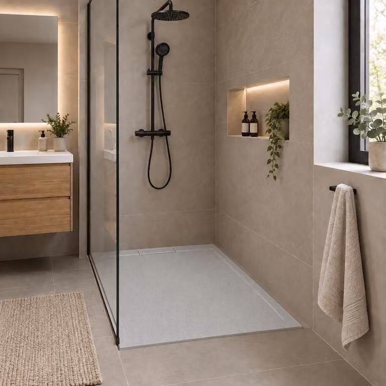 Piatto doccia rettangolare 120x100 cm effetto pietra in marmoresina EUPHORIA grigio ATENE