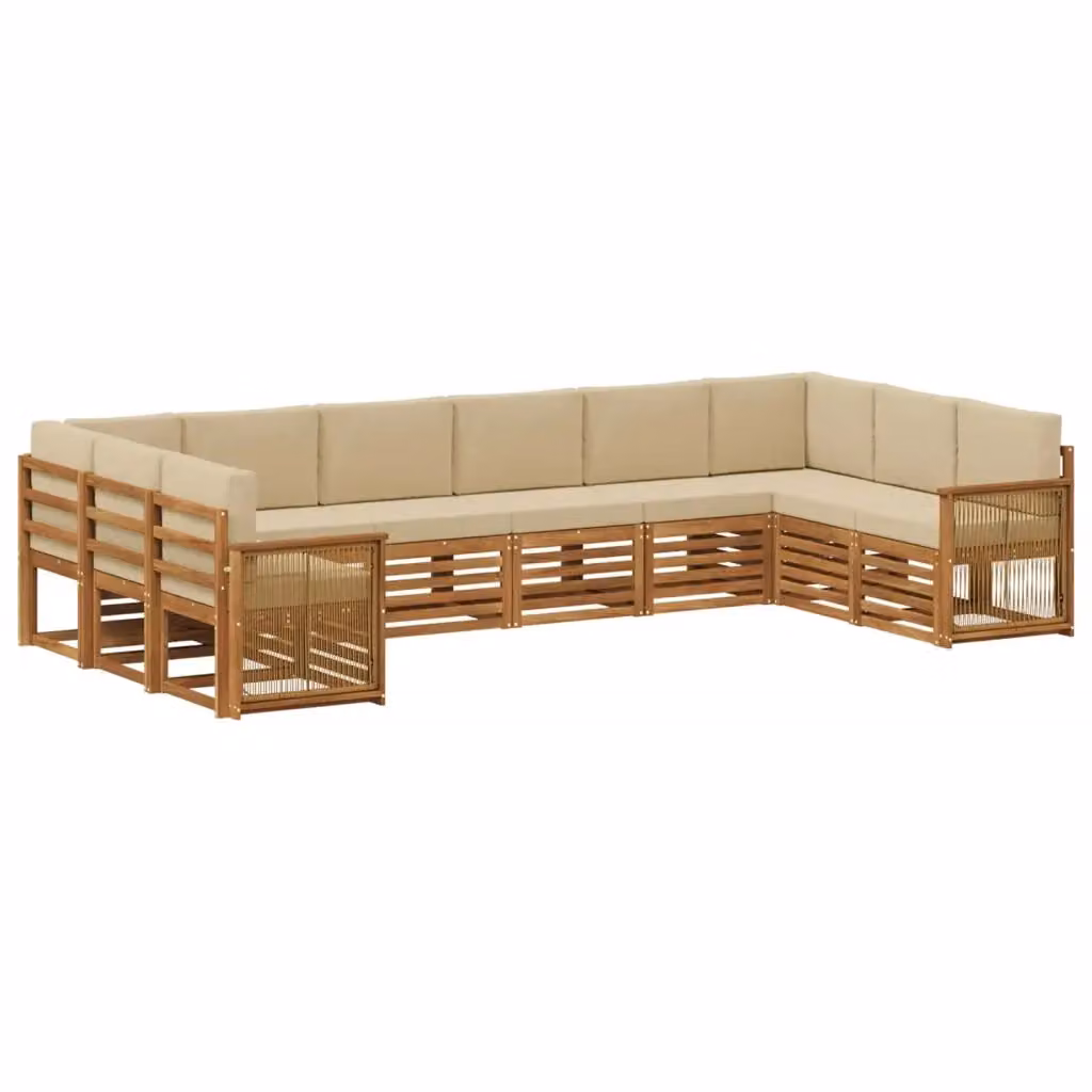 Set di divani da esterno a L vidaXL in legno di acacia con cuscini beige, 7 pezzi – 2