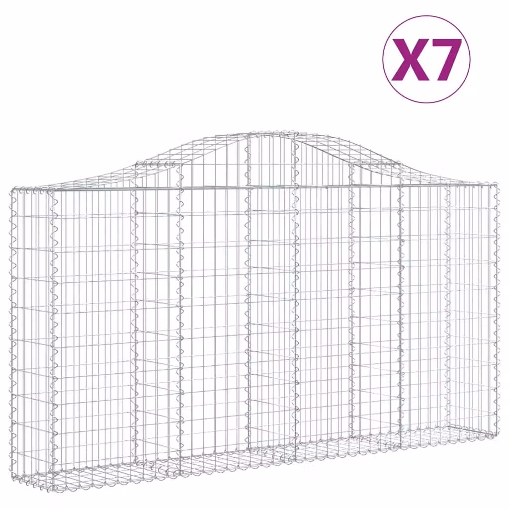 Cesti Gabbioni ad Arco 7 pz 200x30x100/120 cm Ferro Zincato