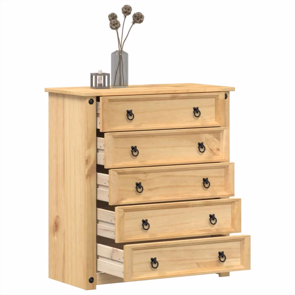 Cassettiera Corona vidaXL in legno massello di pino cerato, marrone/beige, L 80 cm x P 40 cm x H 89 cm