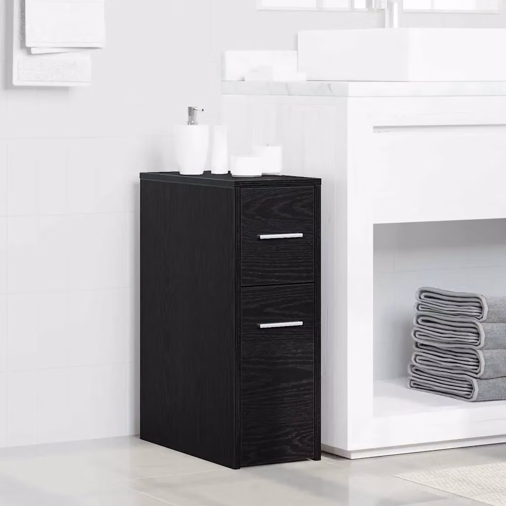 Set di mobili per il bagno moderno vidaXL in legno e MDF, colore nero, L/P/H: 44 x 22 x 61.5 cm