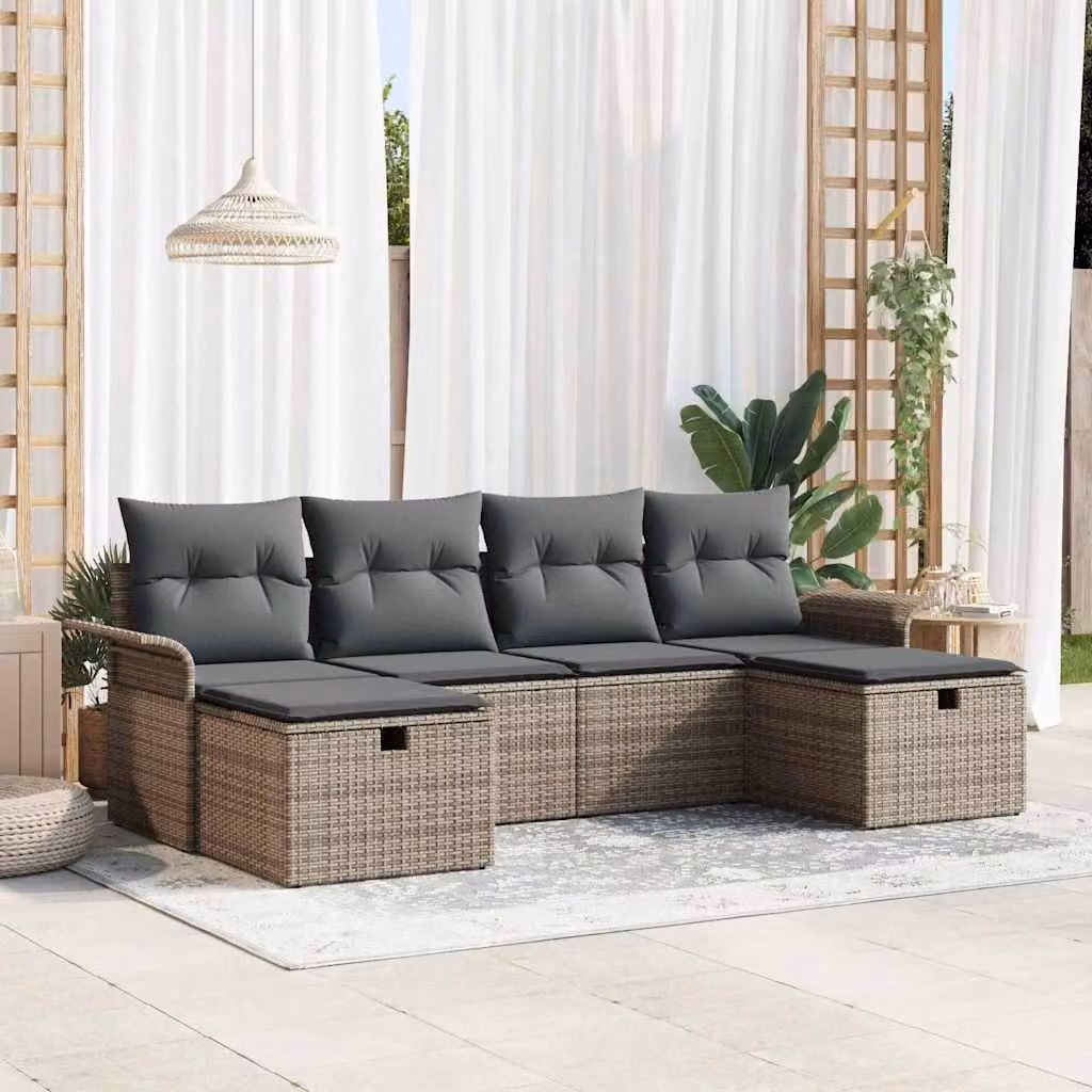 Maison Exclusive - Set da giardino con divano e 6 sedie, in rattan sintetico