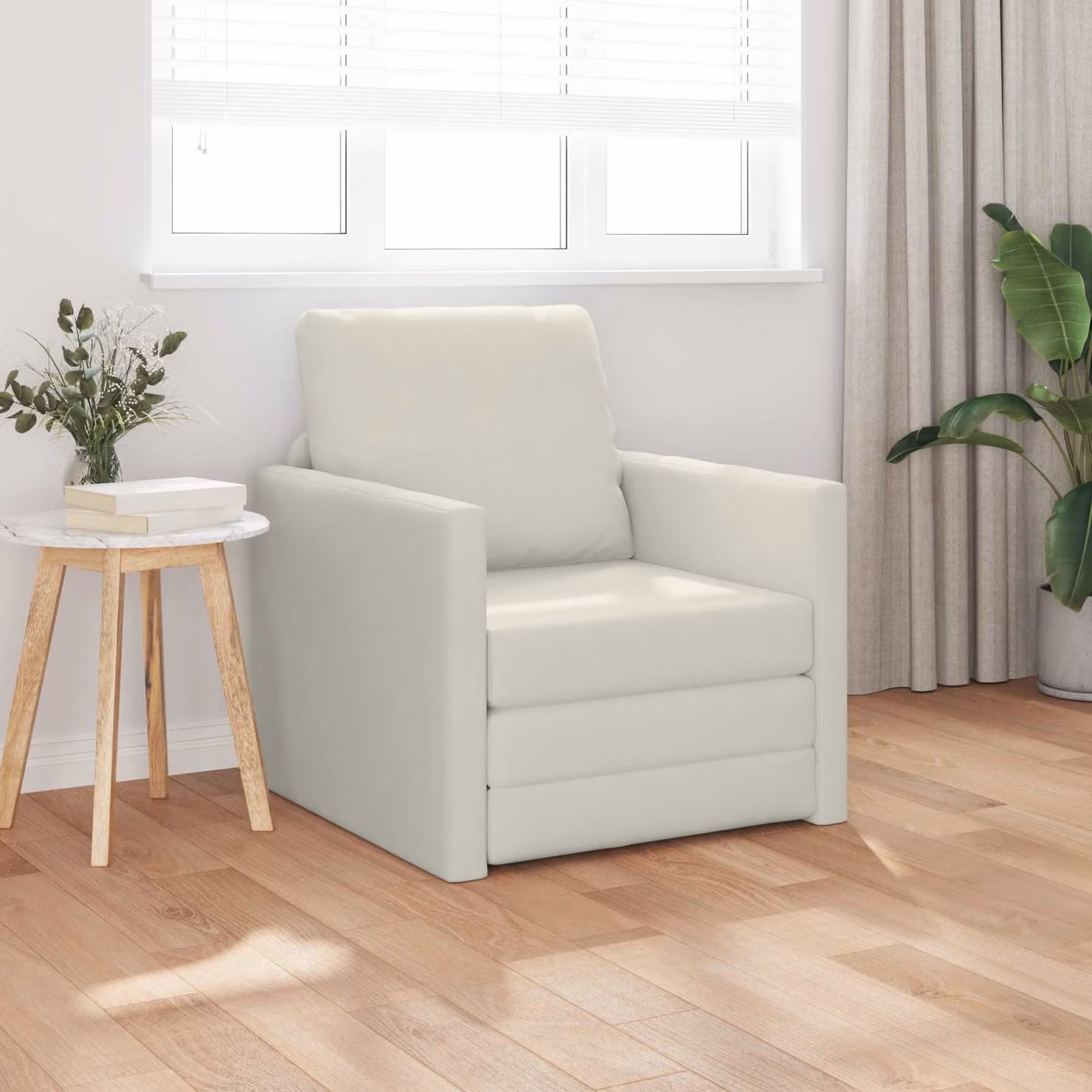 Divano letto vidaXL in velluto beige L: 74 cm, P: 77 cm, H: 81 cm