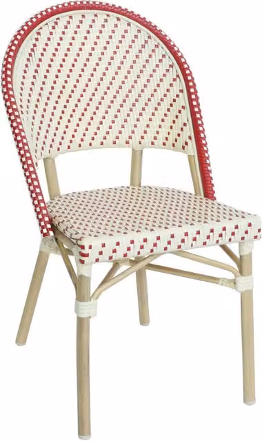 Oviala - Sedia da giardino in rattan rosso e alluminio