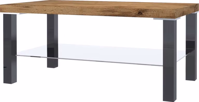 Tavolino BELINI Tavolo da soggiorno Tavolino da salotto Tavolo da divano con ripiano per soggiorno Ufficio 90 x 45 cm (Nero / Rovere Wotan)
