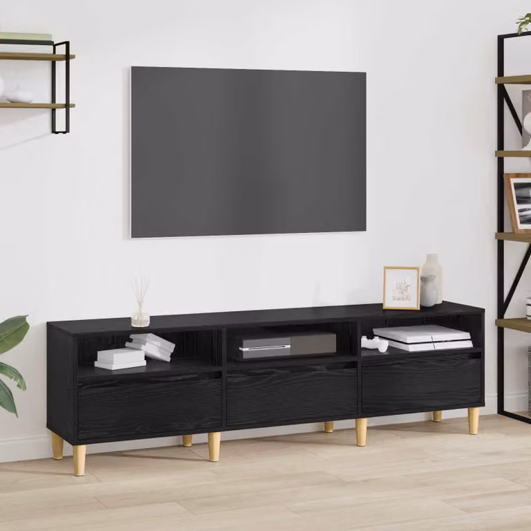 Mobile TV vidaXL in legno ingegnerizzato Rovere Nero, L 150 x P 30 x H 45 cm