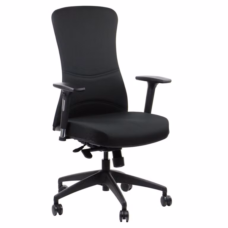 Sedia da ufficio ergonomica girevole KENTON, braccioli regolabili, sedile scorrevole (avanti-indietro), meccanismo sincrono, nero