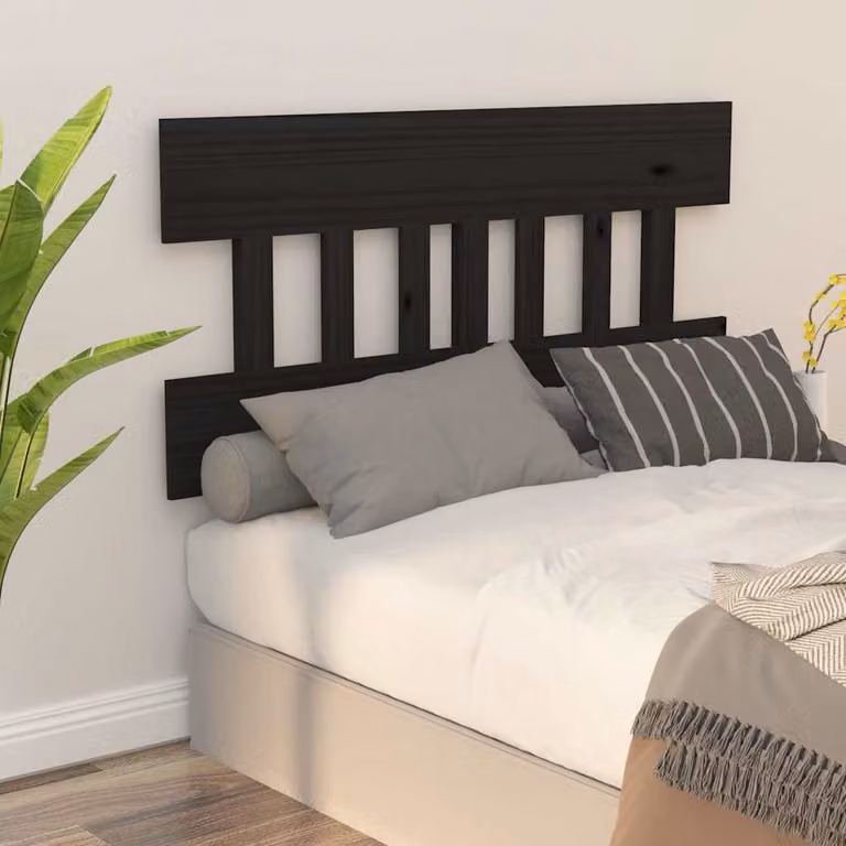 Testiera per Letto vidaXL in Legno Massello di Pino Nero, Stile Rustico, L 163,5 x P 3 x H 81 cm