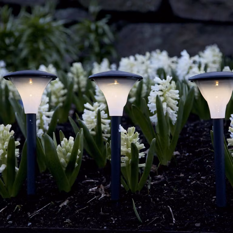Luci da sentiero a LED e solari Best Season, set da 3, ciascuna 37,5 x 11 cm, ciascuna con 1 LED bianco caldo, pannello solare, batteria inclusa, per esterni, 479-54