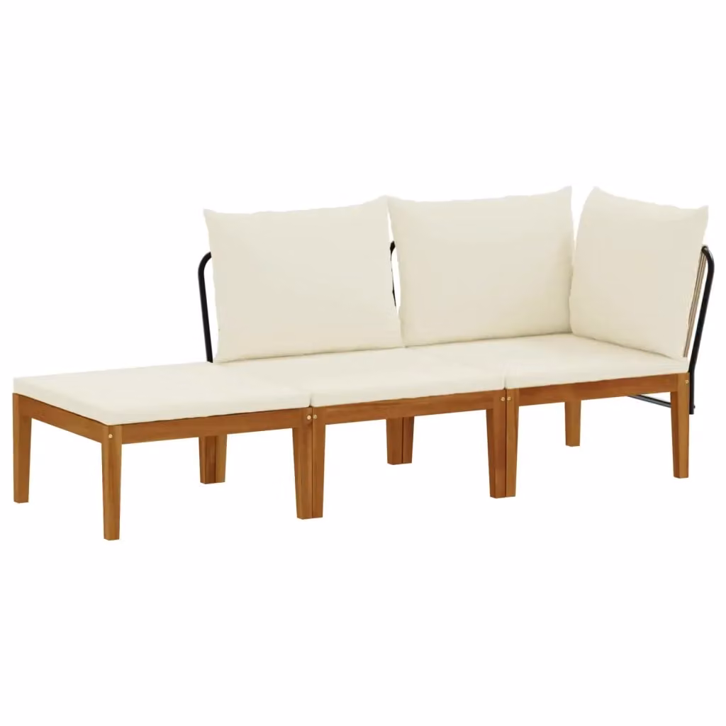 Set di 3 sedie da giardino vidaXL in legno di acacia e corda bianca per esterni – 2