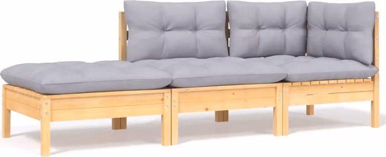Maison Exclusive - Set da giardino 3 pezzi con cuscini grigi in legno massello di pino
