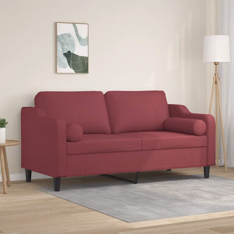 vidaXL Divano a 2 Posti Moderno in Tessuto Rosso con Cuscini e Coperture Rimovibili