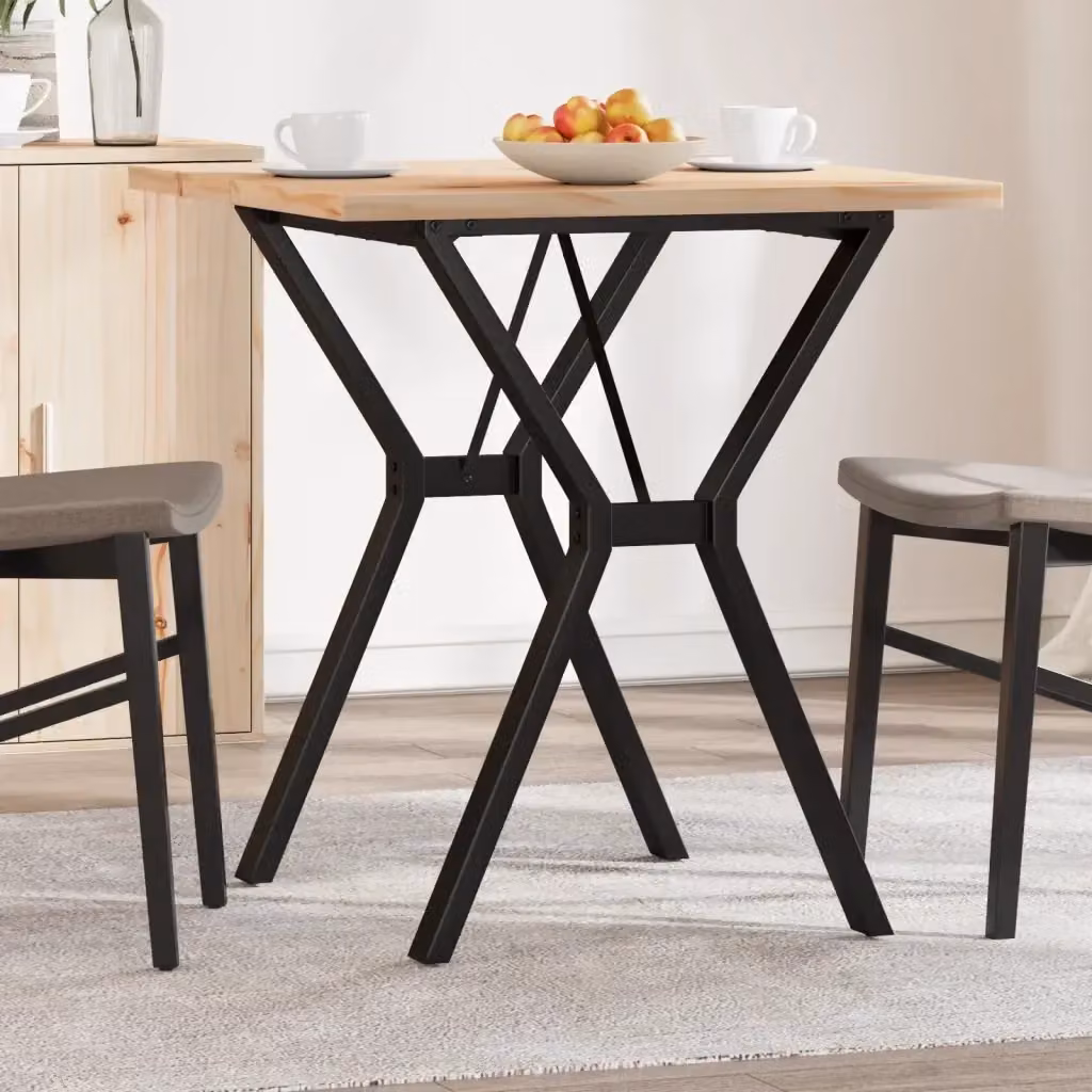 Tavolo da pranzo e cucina quadrato in legno di pino e acciaio con telaio a X marrone L 70 cm x P 70 cm x H 75,5 cm – 2
