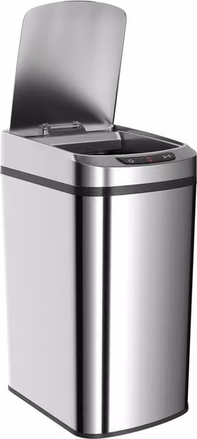 Cestino dei rifiuti con sensore a infrarossi HOMCOM da 12L in acciaio inox e plastica, colore argento, L: 28 cm, P: 22 cm, H: 41 cm