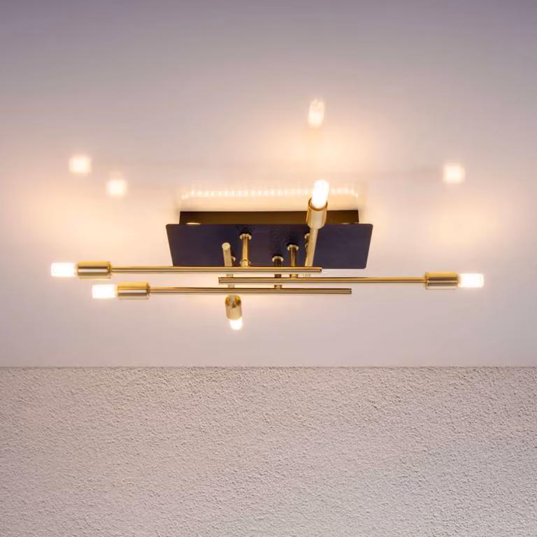 Näve Plafoniera soffitto Ancona, Ottone / Oro, Soggiorno / Sala da pranzo, Metallo, Plafoniera