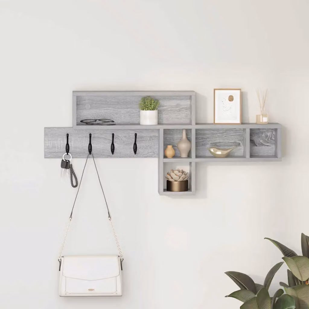 vidaXL Appendiabiti a muro moderno Grigio, L: 100 cm, P: 12 cm, H: 43,5 cm