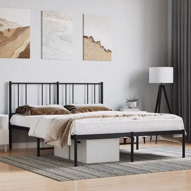 Letto con testiera in metallo nero vidaXL L/P: 160 x 200 cm – 1