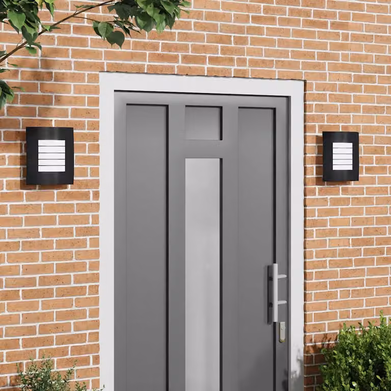 Set di 2 lampade da parete esterne vidaXL nere con illuminazione LED up/down, L 23,5 cm x P 9 cm x H 26 cm