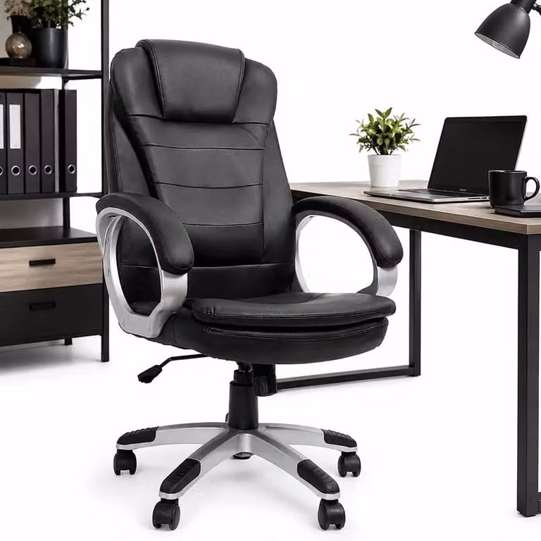 Mucola sedia direzionale sedia da scrivania BüBraunstuhl Pelle finta sedia per computer 120 KG sedia girevole sedia da ufficio sedia da gioco - nero