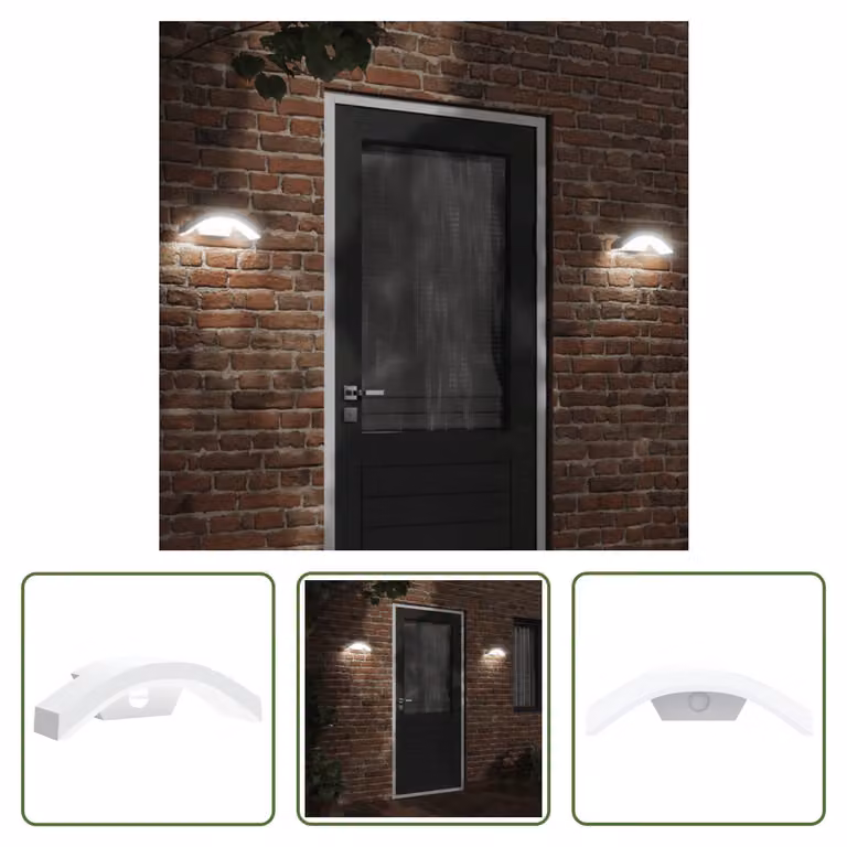 The Living Store Applique da esterno a LED con sensore in alluminio pressofuso bianco