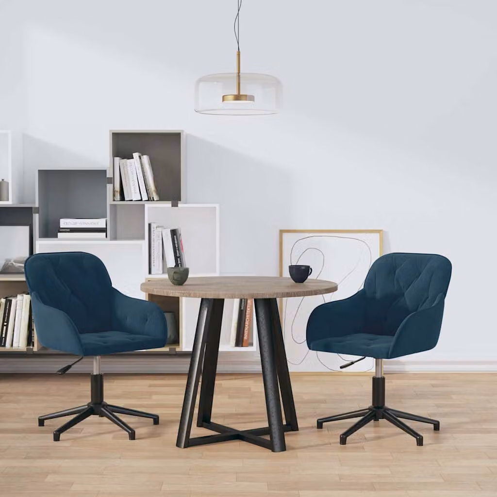 Set di 2 sedie da pranzo girevoli vidaXL in velluto blu con design moderno – 1