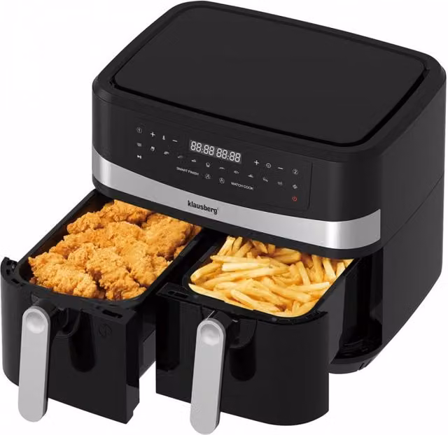 Friggitrice ad aria Klausberg KB-7573 Dual Zone con doppio cestello da 4,5 l, colore nero