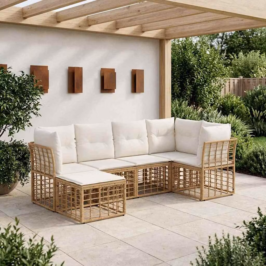 Maison Exclusive - Set divani da esterno in poliestere naturale