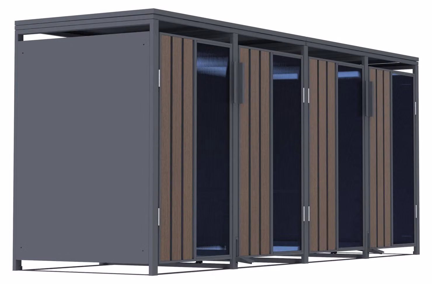 Portacestini per rifiuti effetto legno con plexiglas per 4 contenitori da 240 l